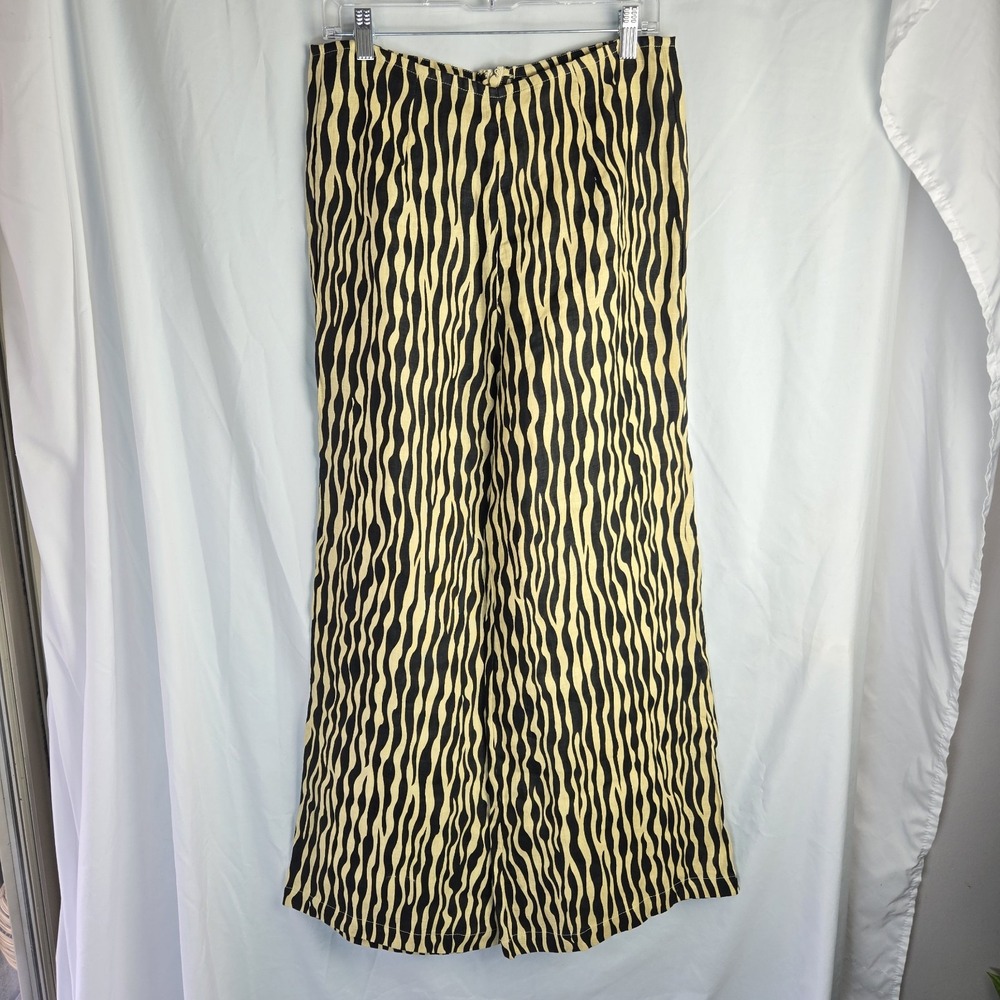 New Faithfull The Brand Ottavio 100% Linen Pants Womens XL Animal Print Natural